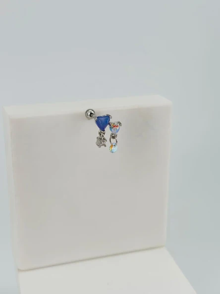 Rodyum Zirkon Taşlı Uç Kısmı : Pirinç Kıkırdak Bar Uzunluğu : 6 Mm / Bar Kalınlığı 0.8 Mm / Top Boyu 3 Mm - Pt0046 ürün görseli 1