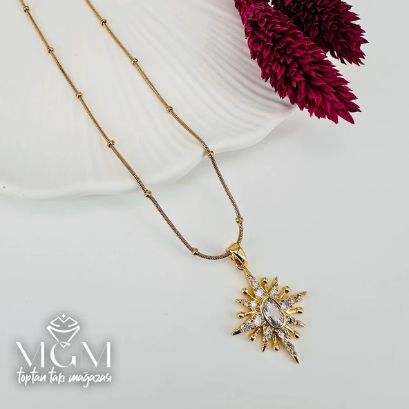 Zirkon Taşlı Zincir : Çelik Çelik Kolye 40+5 Cm - Kl0228 ürün görseli 1