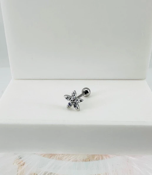 Rodyum Zirkon Taşlı Uç Kısmı : Pirinç Kıkırdak Bar Uzunluğu : 6 Mm / Bar Kalınlığı 0.8 Mm / Top Boyu 3 Mm - Pt0024 ürün görseli 1