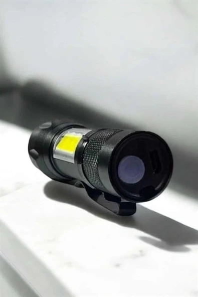 Şarjlı Metal Zoomlu El Feneri Işıldak Led Işık Taşınabilir El Lambası ürün görseli 1