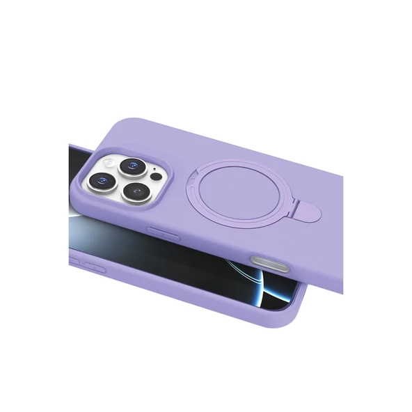 İphone 16 Pro Regal Magsafe Standlı Kapak - Lila - Resim 4