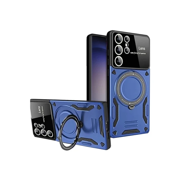 Galaxy S25 Kılıf Joy Lens Standlı Kapak - Lacivert ürün görseli 1
