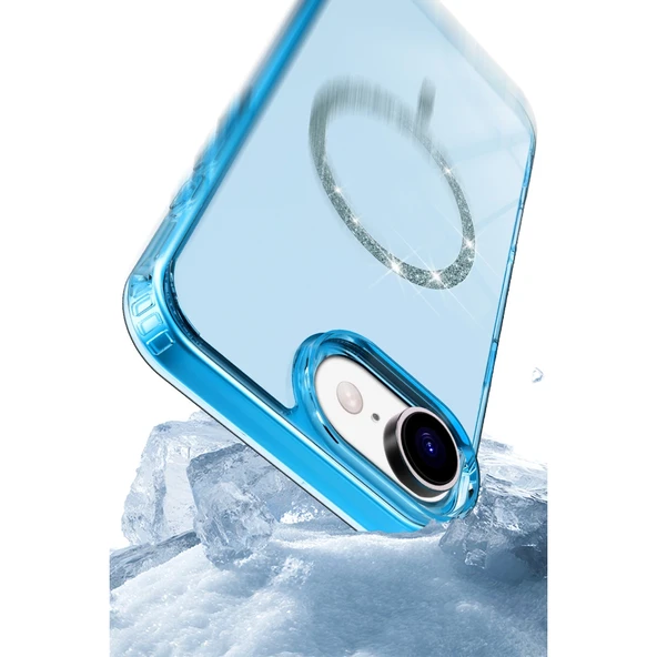 İphone 16E Live Diamond Magsafe Kapak - Mavi - Resim 3