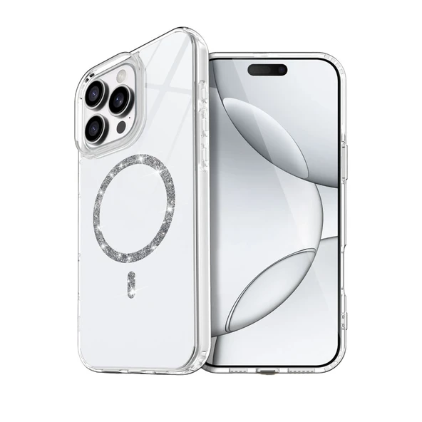 İphone 15 Pro Max Live Diamond Magsafe Kapak - Şeffaf ürün görseli 1