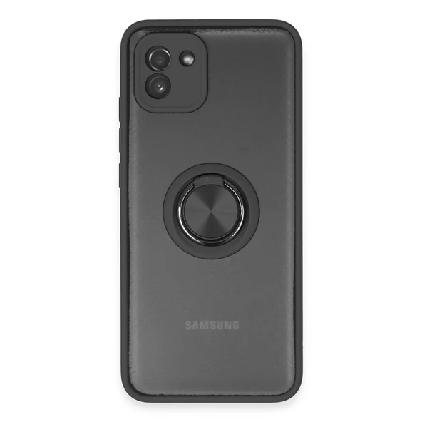 Galaxy A03 Kılıf Montreal Yüzüklü Silikon Kapak - Siyah ürün görseli 1