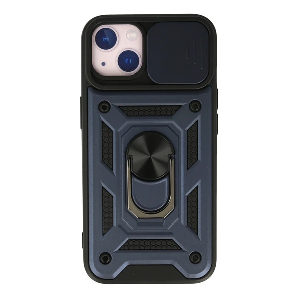 İphone 13 Kılıf Pars Lens Yüzüklü Silikon - Lacivert ürün görseli 1