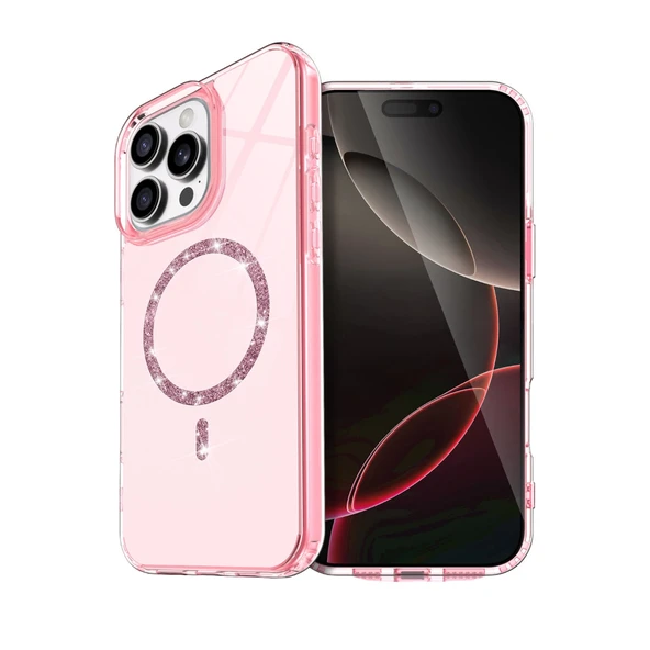 İphone 14 Pro Max Live Diamond Magsafe Kapak - Pembe ürün görseli 1