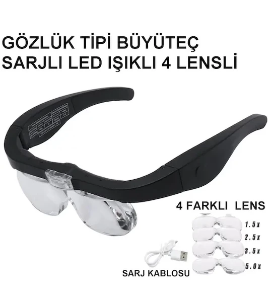 Şarjlı Gözlük Büyüteç 4 Farklı Lens 11537Dc ürün görseli 1