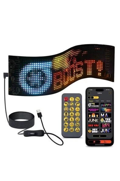 Panel Cama Yapışan Telefon Kontrollü Led Ekran Panel 16*64 Led Sayısı
