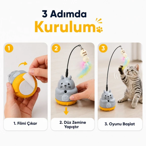 Kedi Şekilli Dönen Peluş Balıklı Olta Oyuncağı ürün görseli 1