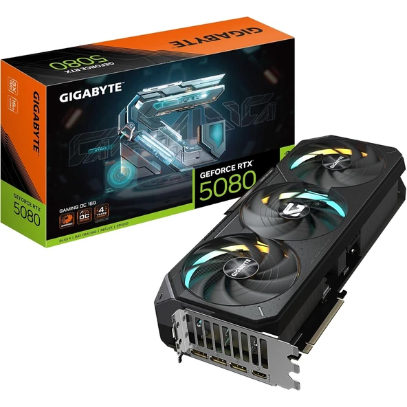 Gigabyte GeForce RTX 5080 Gaming OC 16GB GDDR7 256 Bit PCIe 5.0 RGB Ekran Kartı ürün görseli 1