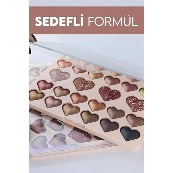 28'li Sedefli Shine Kalp Far Paleti - 2'li Set ürün görseli 1