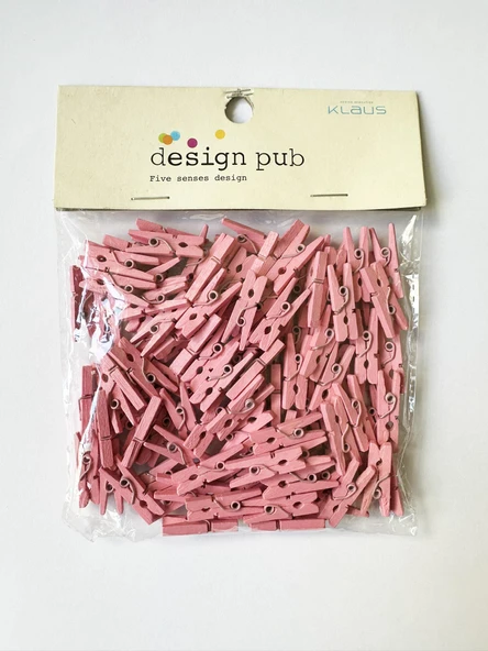 Omeyva Pembe Mini Ahşap Mandal Renkli Dekoratif Fotoğraf Mandalı - 2.5 Cm. - 100 Adetlik Paket ürün görseli 1
