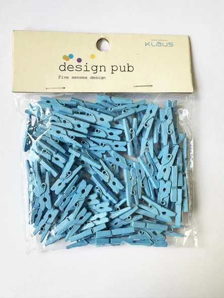 Omeyva Mavi Mini Ahşap Mandal Renkli Dekoratif Fotoğraf Mandalı - 2.5 Cm. - 100 Adetlik Paket ürün görseli 1