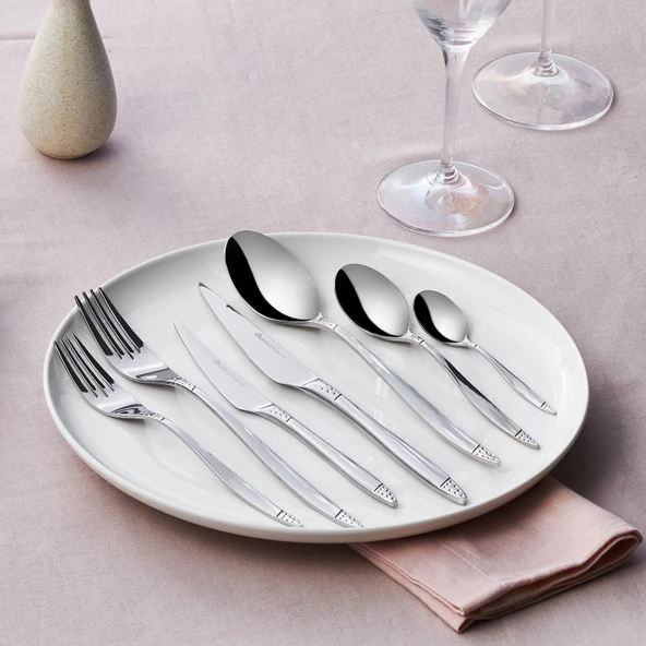 Karaca Elegance Holey Platin 12 Kişilik 84 Parça Çatal Kaşık Bıçak Takımı ürün görseli 1