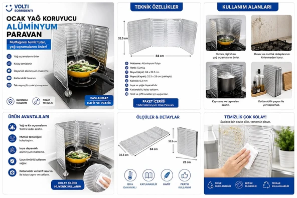 Ocak Yağ Koruyucu Alüminyum Paravan ürün görseli 1