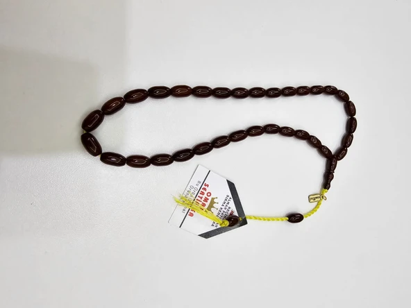 Omari İmzalı Sertifikalı Alman Faturan Sıkma Kehribar Tesbih 12,8x7,3 mm Arpa Kesim ürün görseli 1