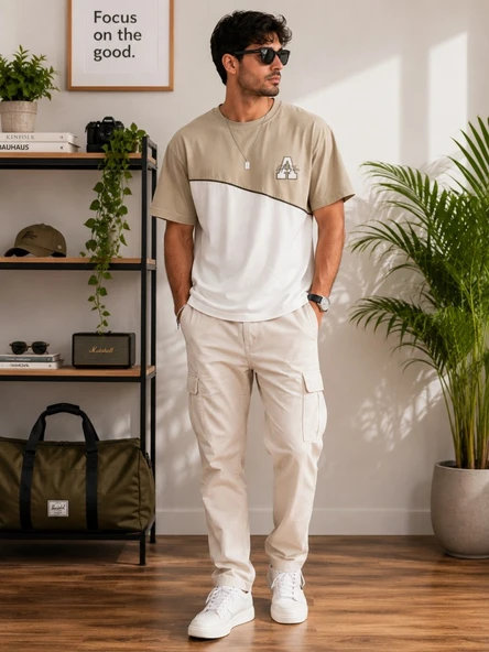 Erkek Beyaz O Yaka Basic T-Shirt ürün görseli 1