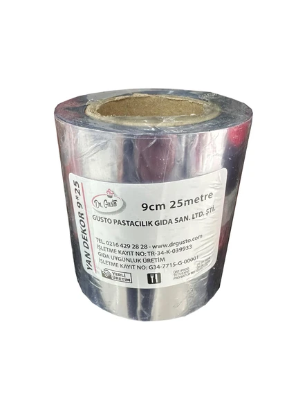 Omeyva Şeffaf Kalın Pasta Kenar Dekor Film Jelatini - 9 Cm. x 25 Metre - Krema Tutucu - 1 Rulo ürün görseli 1