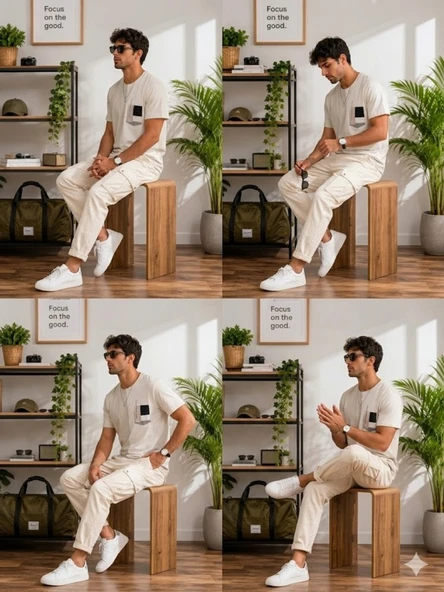 Erkek Beyaz O Yaka Basic T-Shirt - Resim 4