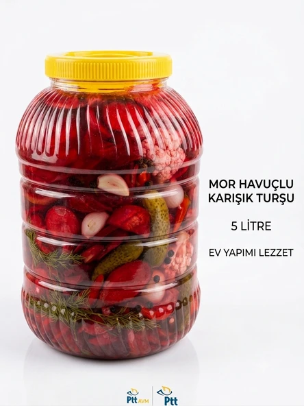 Adana’dan Ev yapımı mor havuçlu karışık acılı turşu 5 litre ürün görseli 1