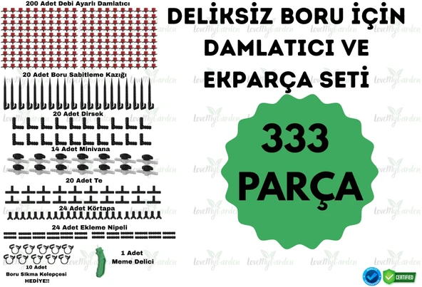 DELİKSİZ DAMLA SULAMA XXL HAZIR SET 333 PARÇA ürün görseli 1