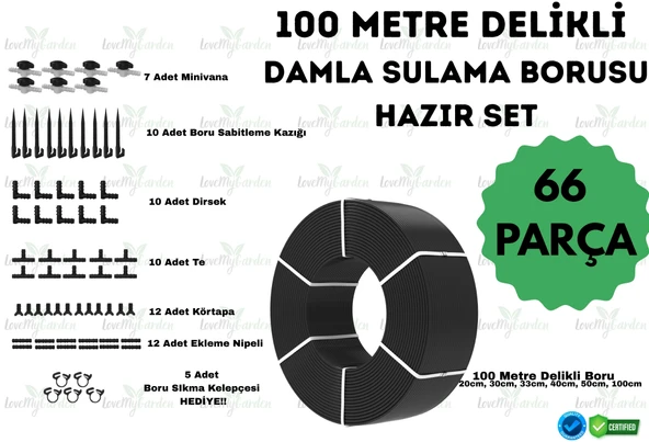 100 METRE KENDİNDEN 100CM DELİKLİ DAMLA SULAMA BORUSU VE SULAMA SETİ ürün görseli 1