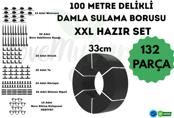 100 Metre Kendinden 33CM Delikli Damla Sulama Borusu ve Xxl Sulama Seti- 16 mm ürün görseli 1