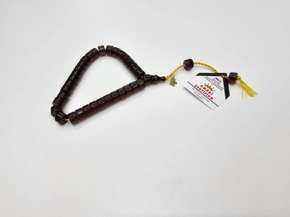 Omari İmzalı Sertifikalı Alman Faturan Sıkma Kehribar Tesbih 11,2x7,5 mm Teker Kesim ürün görseli 1