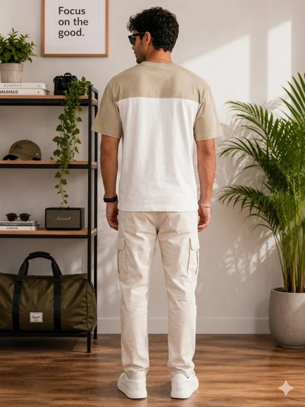 Erkek Beyaz O Yaka Basic T-Shirt - Resim 3