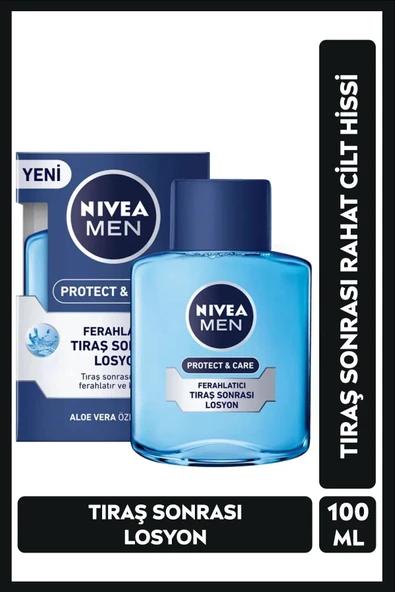 MEN Erkek Tıraş Sonrası Losyon Protect&Care 100ml, Ferahlatıcı, Aloe Vera, Yatıştırıcı, Nemlendirici ürün görseli 1