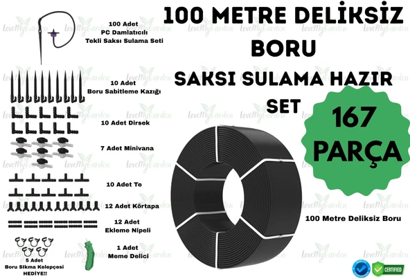 100 Metre Deliksiz Damla Sulama Borusu ve Saksı Sulama Seti ürün görseli 1