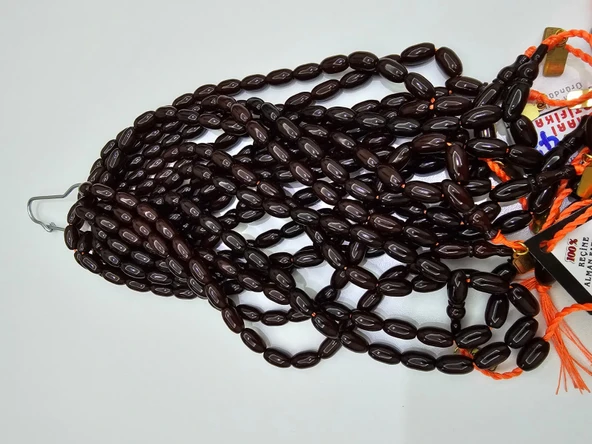 Omari İmzalı Sertifikalı Alman Faturan Sıkma Kehribar Tesbih 13x7,3 mm Arpa Kesim ürün görseli 1
