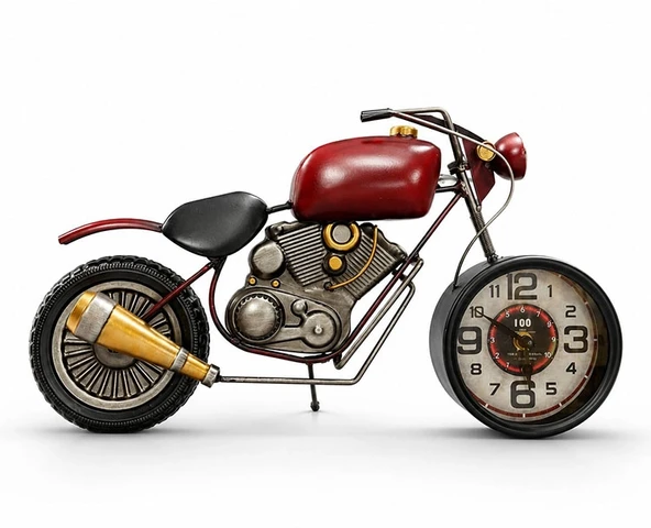 Motosiklet Tasarımlı Metal Duvar Saati Alk5791 ürün görseli 1
