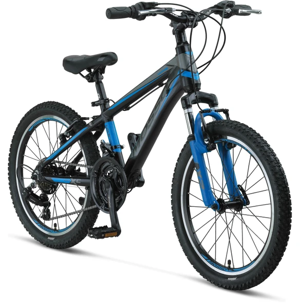 MOSSO WILDFIRE M-20-V ERKEK ÇOCUK BİSİKLETİ  280H 20 JANT 21 VİTES SİYAH MAVİ ürün görseli 1