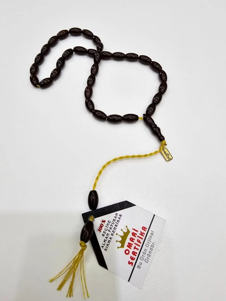Omari İmzalı Sertifikalı Alman Faturan Sıkma Kehribar Tesbih 7x12 mm Arpa Kesim ürün görseli 1