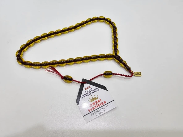 Omari İmzalı Sertifikalı Alman Faturan Sıkma Kehribar Tesbih 11x8,5 mm Beyzi Kesim ürün görseli 1