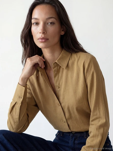LCW STUDIO Yeşil Loose Fit Kadın Gömlek - Resim 3