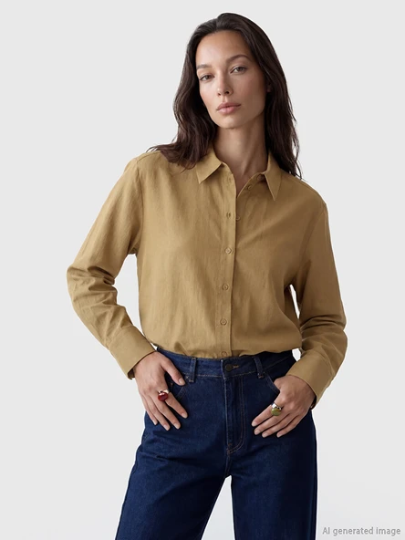 LCW STUDIO Yeşil Loose Fit Kadın Gömlek ürün görseli 1
