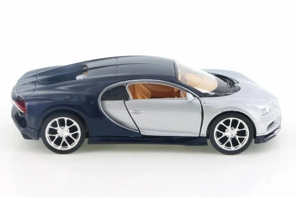 Welly Çek Bırak 12 Cm. BUGATTI CHIRON - GRİ - Resim 3