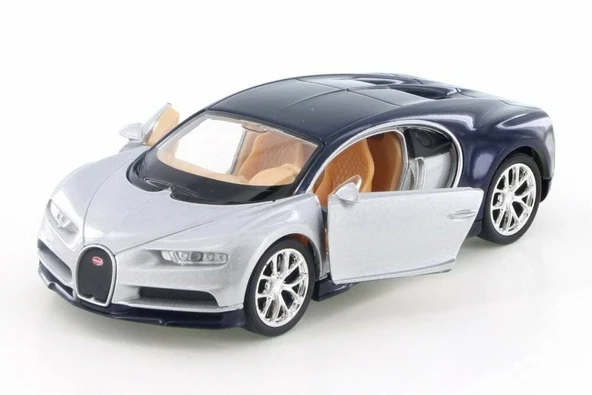 Welly Çek Bırak 12 Cm. BUGATTI CHIRON - GRİ - Resim 2