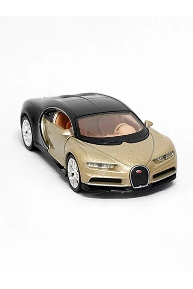 Welly Çek Bırak 12 Cm. BUGATTI CHIRON - SARI - Resim 2
