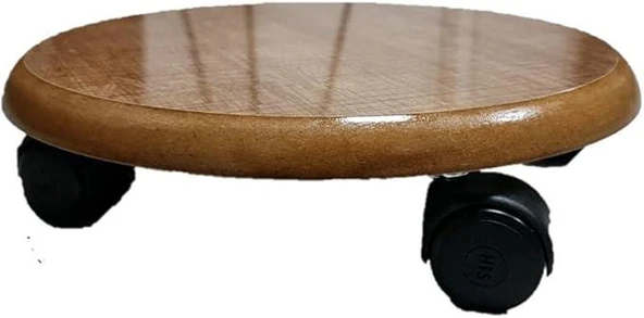 Kaplamalı Yuvarlak Ahşap Saksı Altılığı Damacan Tüp Saksı Sehpası Çiçeklik Tekerlekli Çap 30 Cm ürün görseli 1