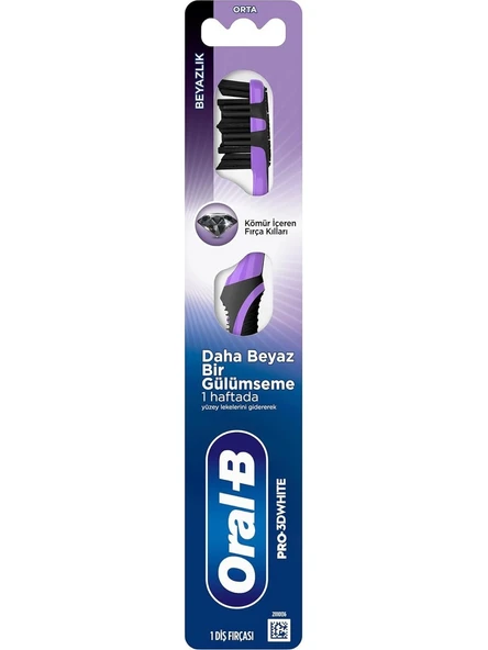 Oral-B Pro-3dwhite Kömürlü Beyazlık Diş Fırçası, Orta Sertlik 3 Adet ürün görseli 1