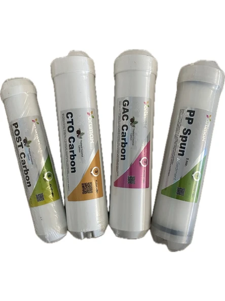 Ortimax 4'lü Inline Filtre Seti PP Sediment + GAC Karbon + CTO Karbon + Post Karbon Su Arıtma Filtresi ürün görseli 1