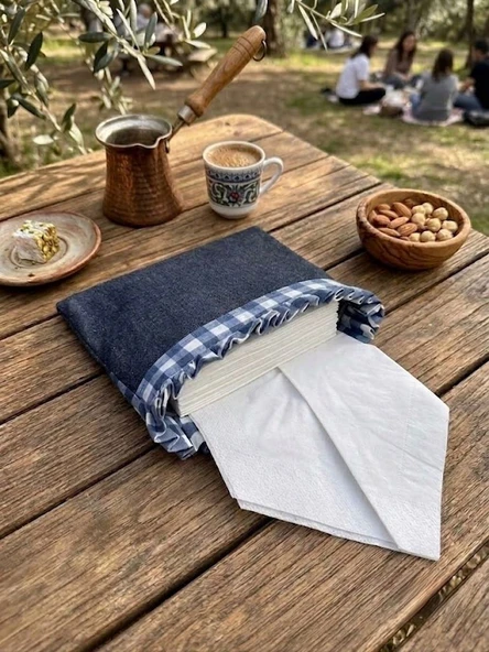 Kumaştan Peçetelik Servis Mavi ürün görseli 1