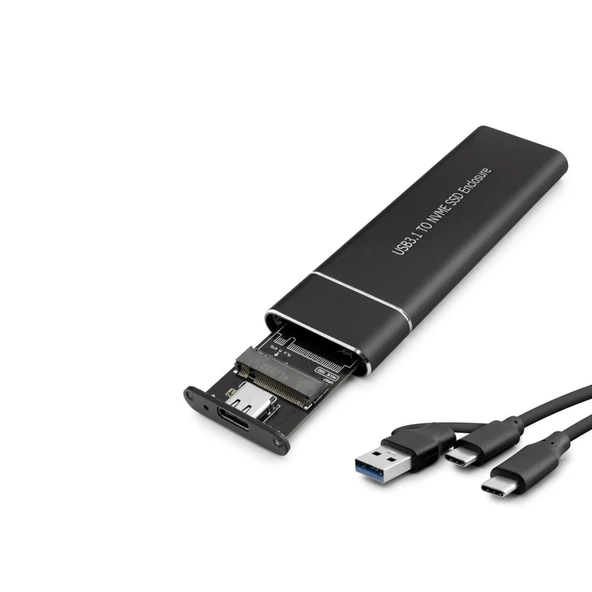 Ssd Kutu Type-C3.1 + Usb3.0 Nvme M2 Chıp Jms583 Siyah HDX1768 ürün görseli 1