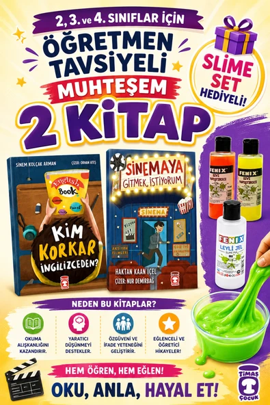 TİMAŞ 2,3. ve 4.Sınıflar İçin Kim Korkan İngilizceden?-Sinemaya Gitmek İstiyorum(SLİME SET HEDİYELİ) ürün görseli 1