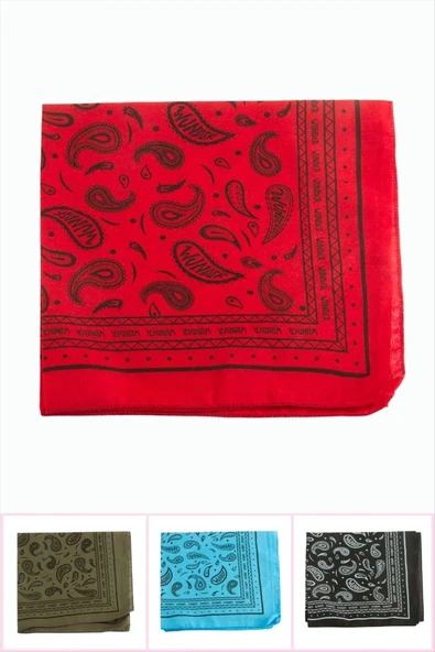 Çini Desenli Keten Bandana 50*50 ürün görseli 1