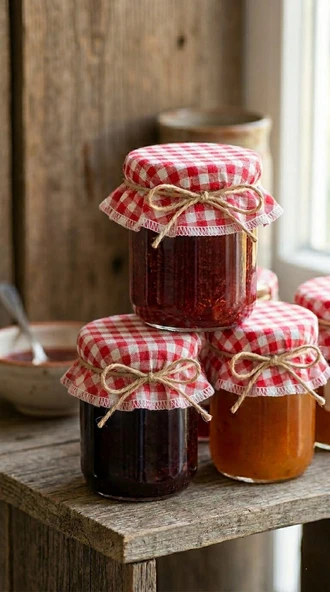 10 Adet Kırmızı Pötikare Kavanoz Kapak Örtüsü Jüt İpli Standart Kavanoz Dekore Süsleme Bezi ürün görseli 1